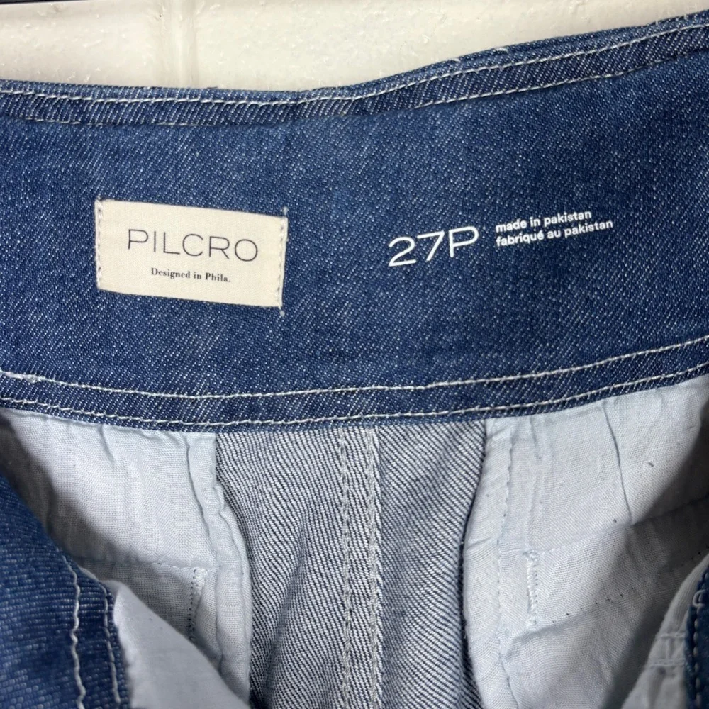 Pilcro Anthropologie Seamed High Rise Wide Leg Jeans Pants Size Petite 27 Dark - Picture 11 of 14